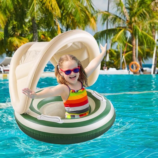 Baby Zwemband - Opblaasbare Stoel - Waterpret - Met Zonnekap - 57x49 cm - Groen — afbeelding 3