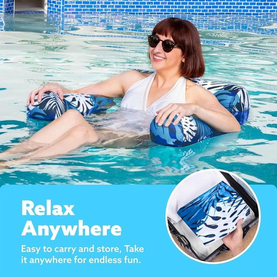 Zwembad Drijver - Opblaasstoel Water - Ontspannen in Water - Mesh en PVC Materiaal - 76x40.5x61 cm - Blauw — afbeelding 2
