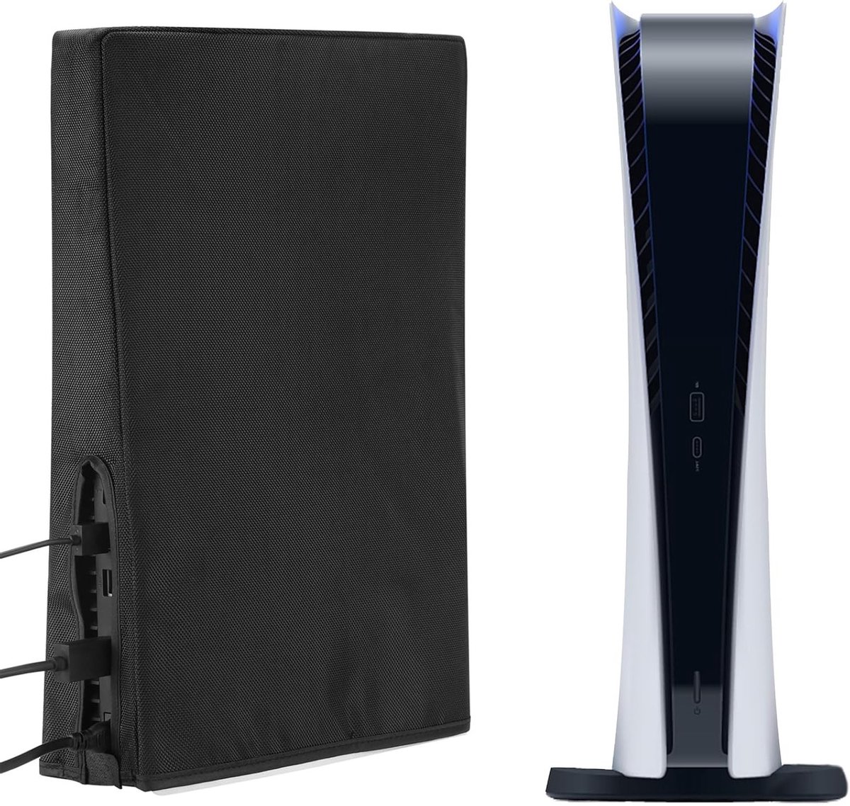 Beschermhoes voor PS5 - Krastbestendige Bescherming, Stofafdekking en Achterste Kabelpoort voor PlayStation 5 Console (Zwart)