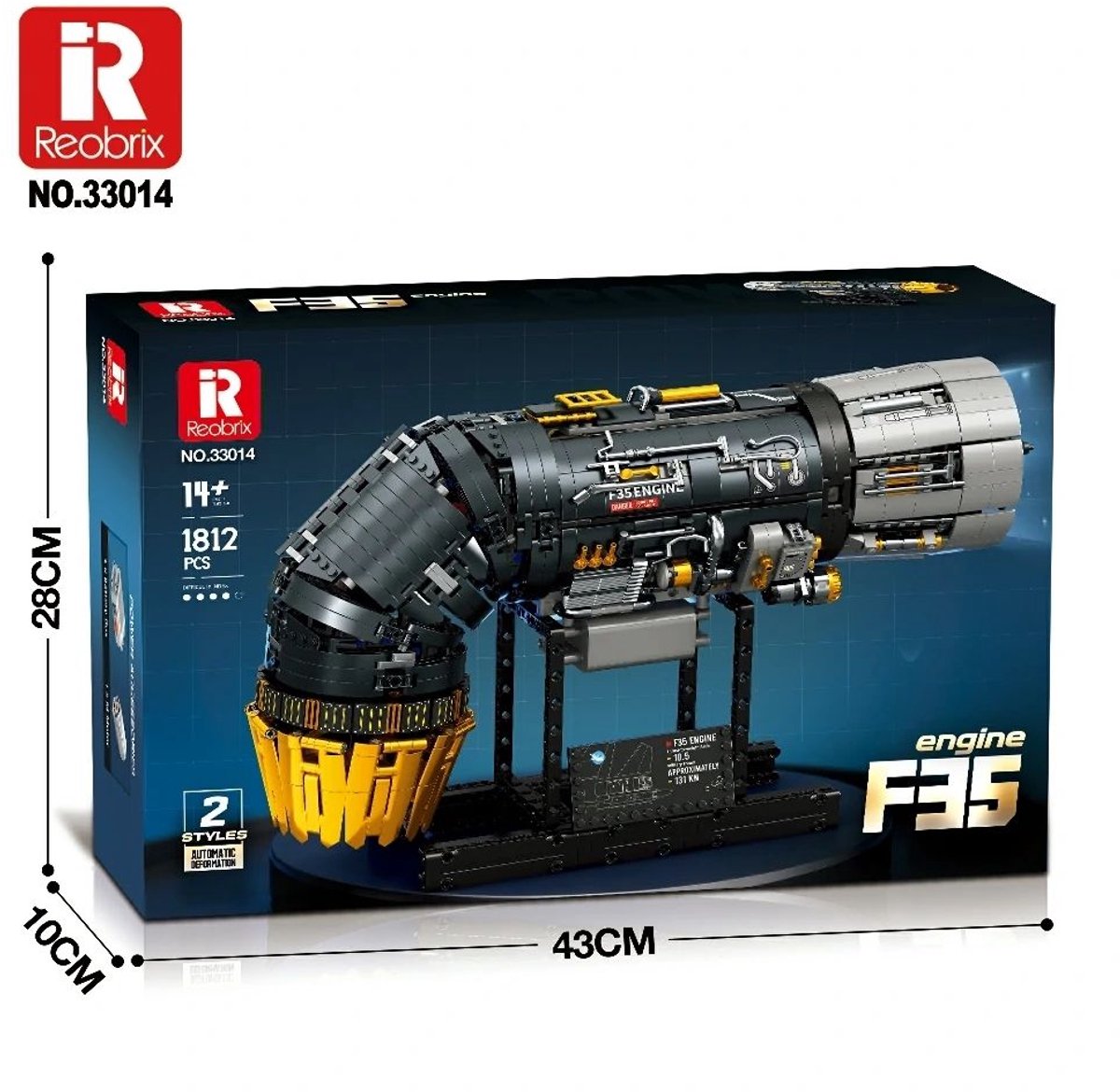 Reobrix 33014 F35 Straaljager vliegtuig motor bouwset | Speed engine icons modelbouw | Creator speelgoed ideas voor expert volwassenen & kinderen | Champions builders edition | Accu niet geschikt voor Lego technic | Bouwdoos met 1812 bouwstenen — afbeelding 10