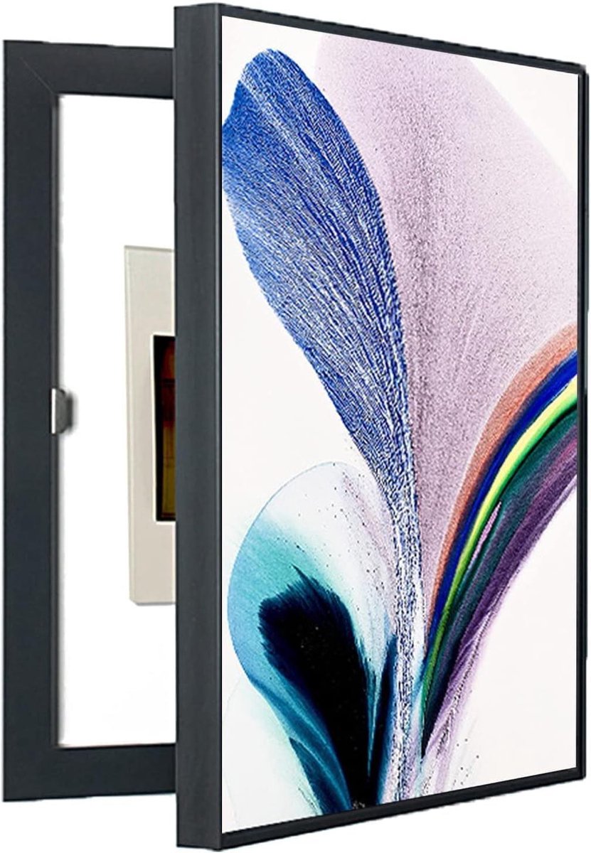 Meterkast Deksel - Beschermhoes Decoratief - Woonkamer Decoratie - Klapdeksel Frame - 40x50cm - Zwart Wit