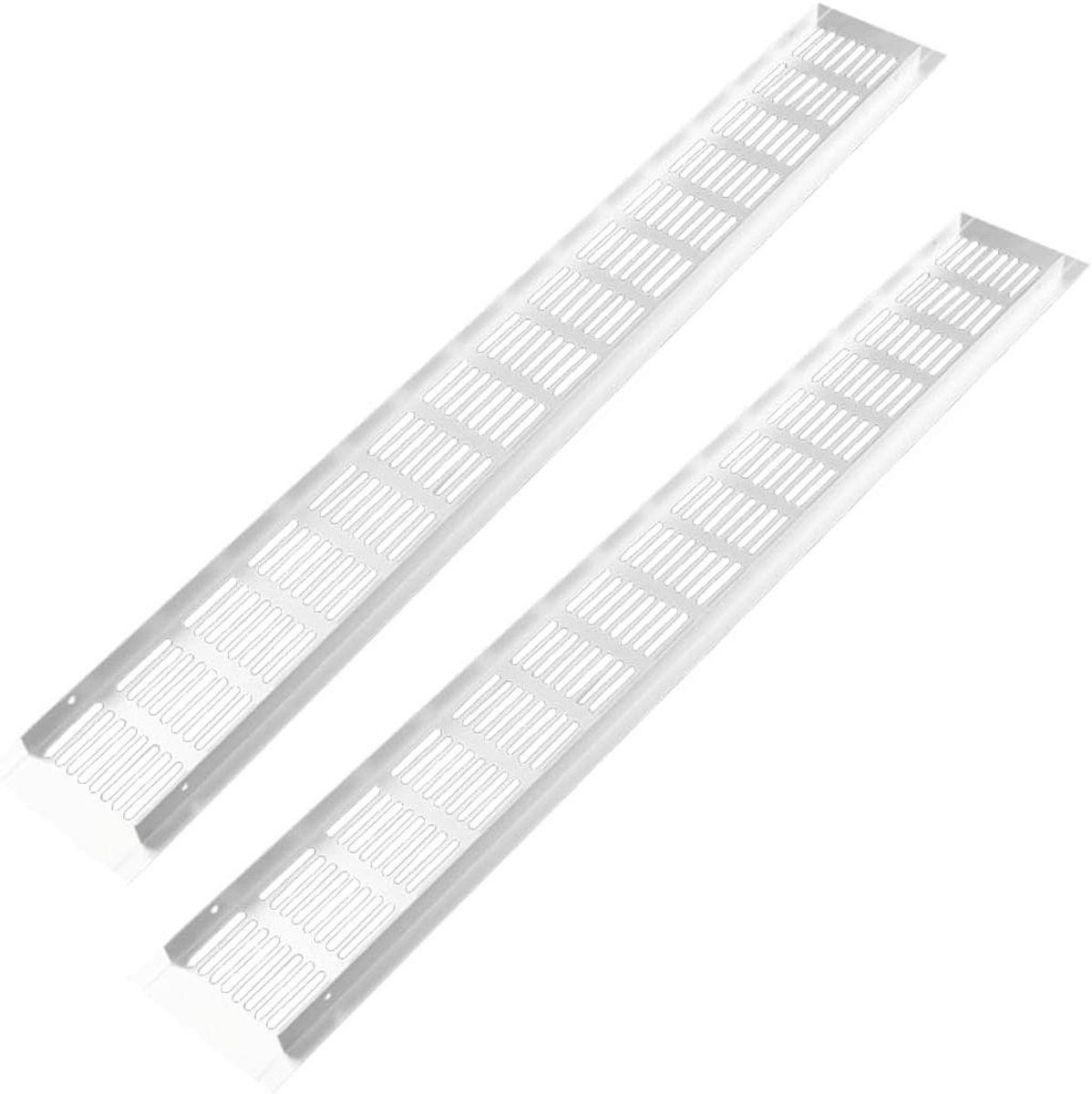 Ventilatierooster - Afvoerluchtrooster - Kast ventilatie - Corrosiebestendig aluminium - 80 x 500 mm - Wit