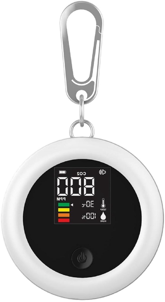 Draagbare CO2 Detector - Luchtkwaliteit Monitor - Gezondheid Beschermen - 3-in-1 Integratie - Compact Ontwerp - Wit