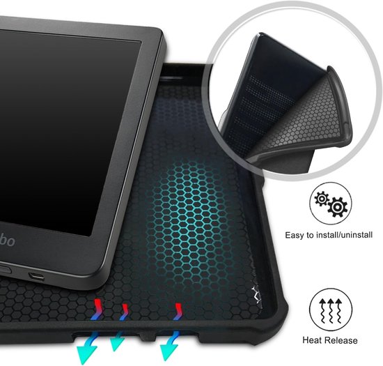 Tablethoes Kobo Clara HD - E-reader hoes - Bescherming e-reader - Tri-Fold Smart Case - Ultraslank - Zwart — afbeelding 2