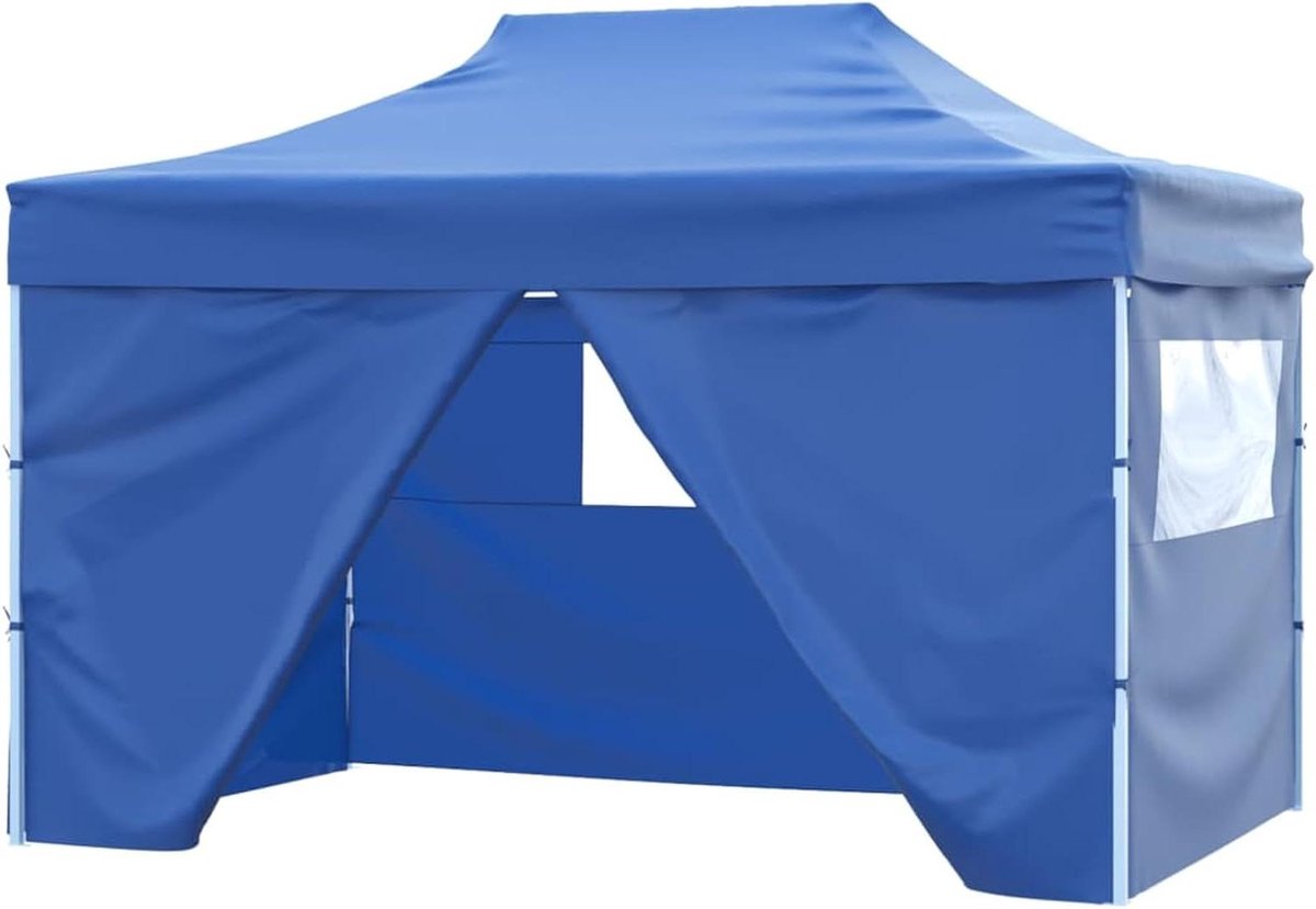 Pop-up tent - Feesttent Paviljoen - Buitenfeesten Organiseren - Inclusief 4 zijwanden - 3 x 45 m - Blauw