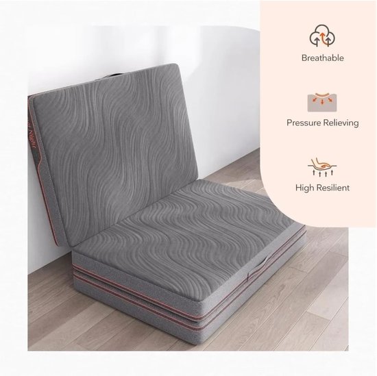 Vouwmatras - Reis matras - Ontspannen slapen - Ruimtebesparend ontwerp - 10 cm dik - Grijs — afbeelding 5
