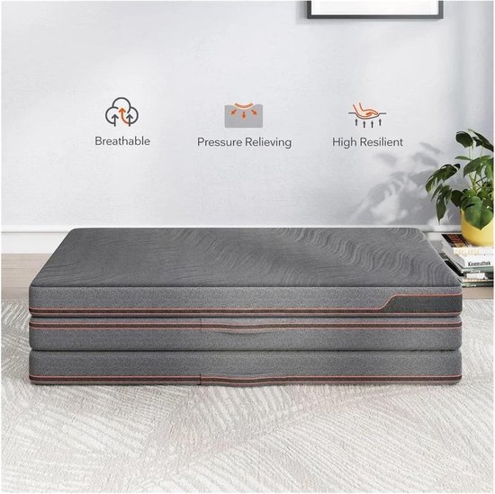 Vouwmatras - Reis matras - Ontspannen slapen - Ruimtebesparend ontwerp - 10 cm dik - Grijs — afbeelding 4