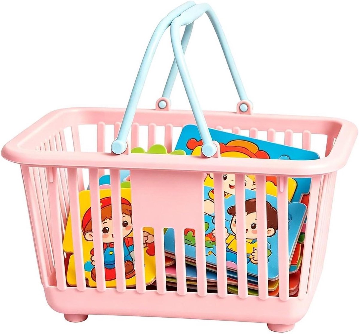 Mini Mand - Draagbare Opberger - Speelgoed Opbergen - Met Handvatten - 96x16x96 mm - Roze
