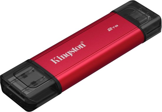 Draagbare SSD - Externe Opslag - Bestanden Overzetten - Dubbele USB-A/C Connector - 2TB - Rood/Zwart — afbeelding 2