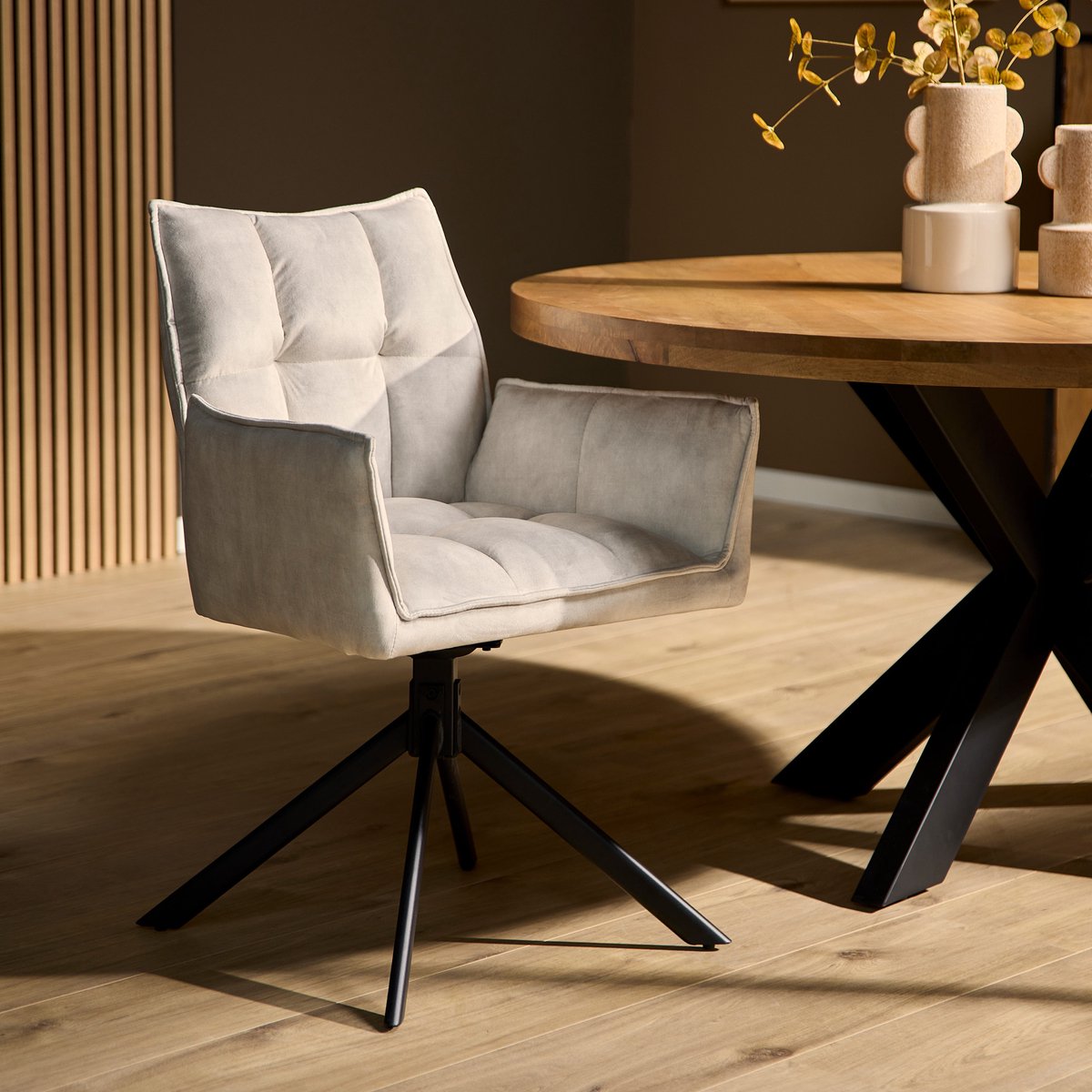 Starfurn Eetkamerstoel Dani Velvet Champagne