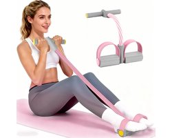 Elastische Buikspiertrainer - Buikspierwiel Met Handvat En Pedaal - Ab Trainer - Ab Roller - Ab Wheel - Resistance Fitness Weerstand Pedaal Band - Total Abs - Weerstandselastiek - Workout Apparatuur - voor fitness, afvallen, training, yoga - Roze
