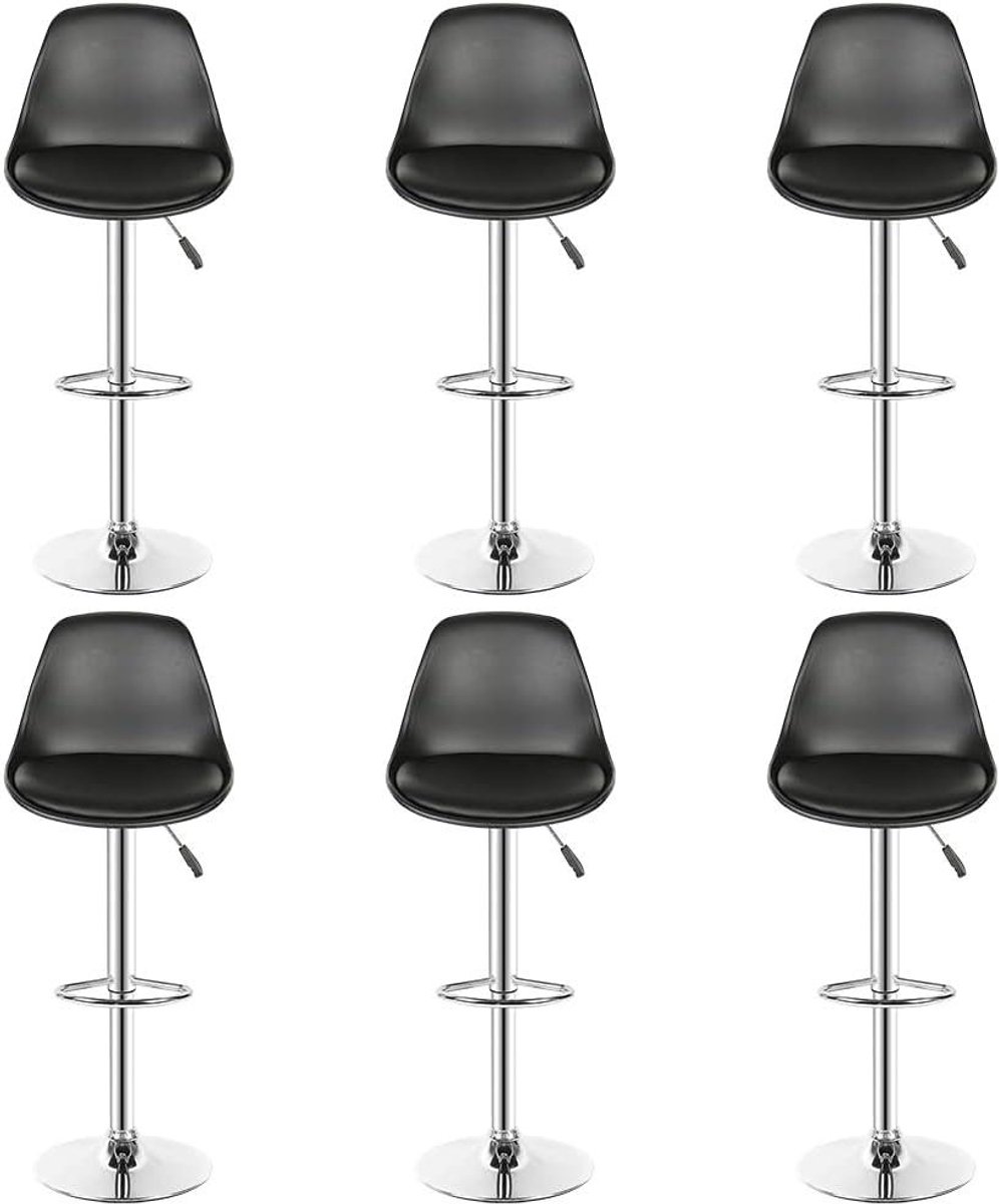 Barkruk Set - Keukenstoelen Barstoelen - Zelf aanpassen - Met rugleuning - Set van 2 - Zwart