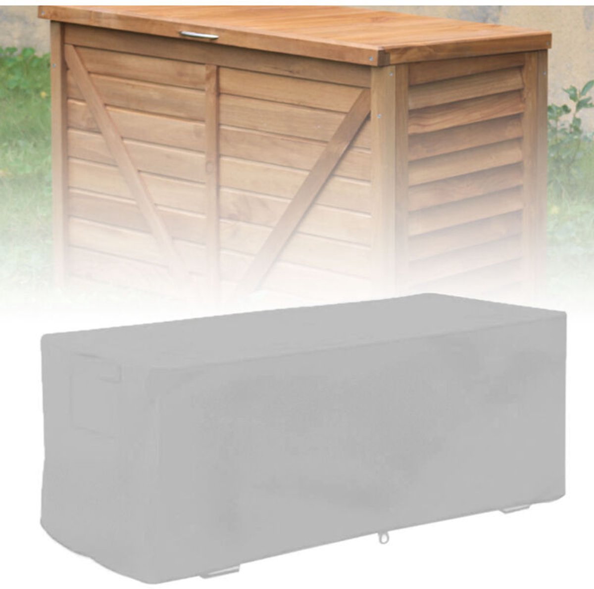 Waterdichte, UV-bestendige hoes voor opbergboxen, geschikt voor het opbergen en beschermen van tuin- en terrasbenodigdheden.