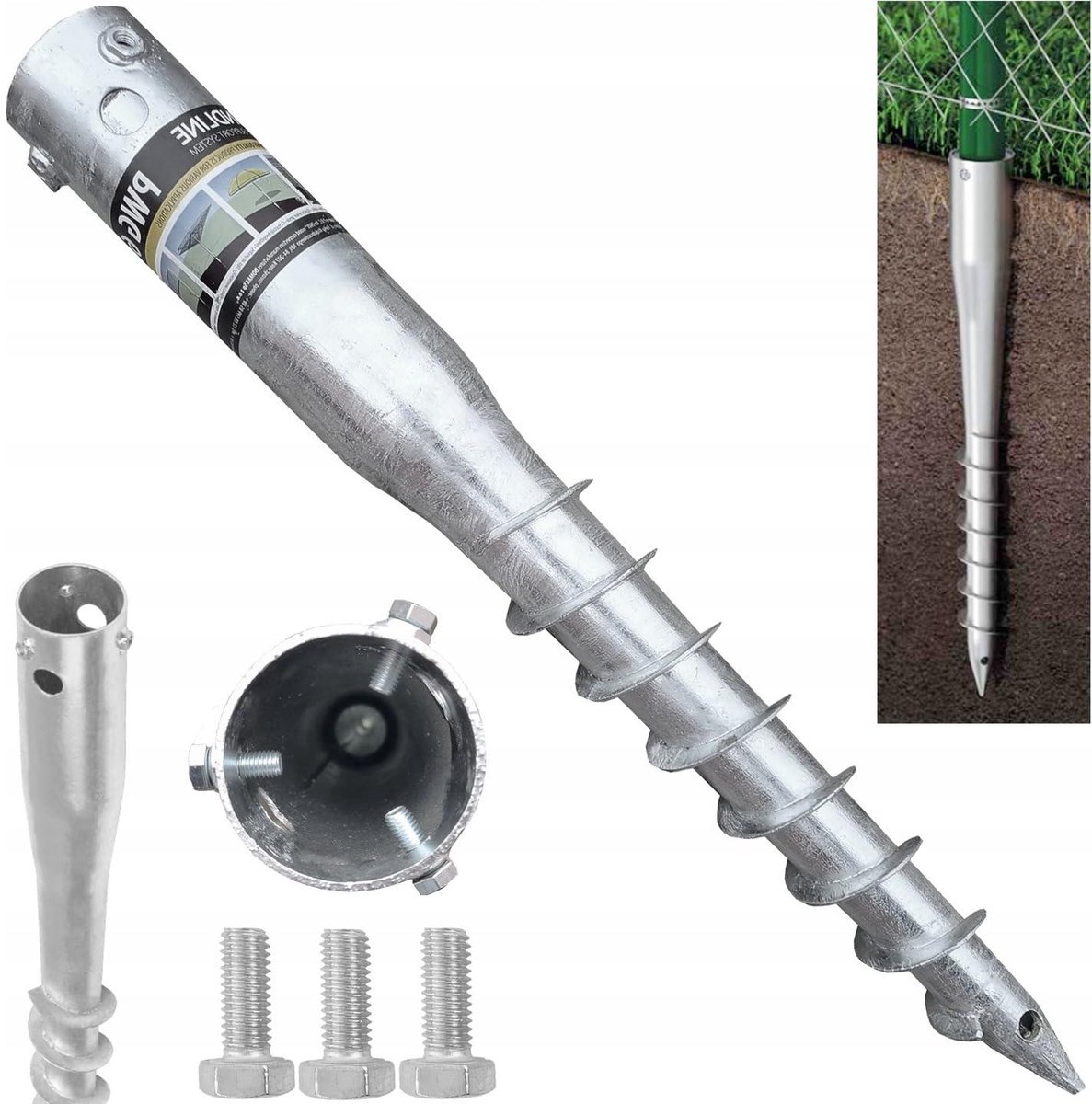 Bodemhulzen - Paaldrager Steunvoet - Hekken Plaatsen - Thermisch Verzinkt - 68 x 650 mm - Zilver