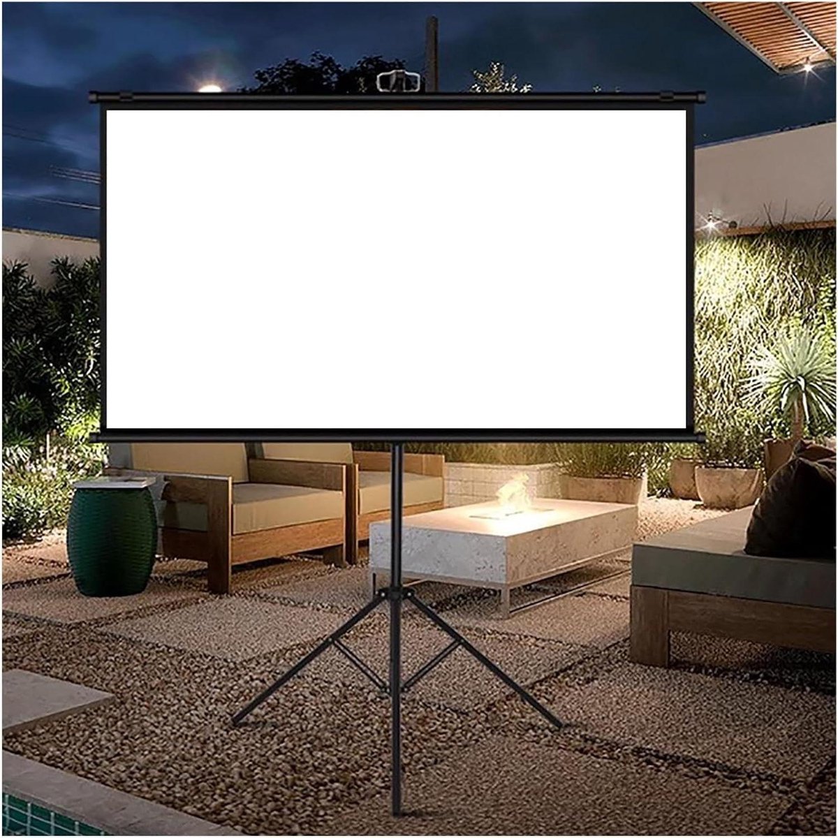 Projectiescherm - Mobiel scherm - Buiten film kijken - In hoogte verstelbaar - 72 inch - Wit