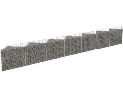 Gabione plantenbak - Steenkorf bloembak - Tuin afscheiden - Verhoogd bloembed - 450 x 30 x 50 cm - Zilver