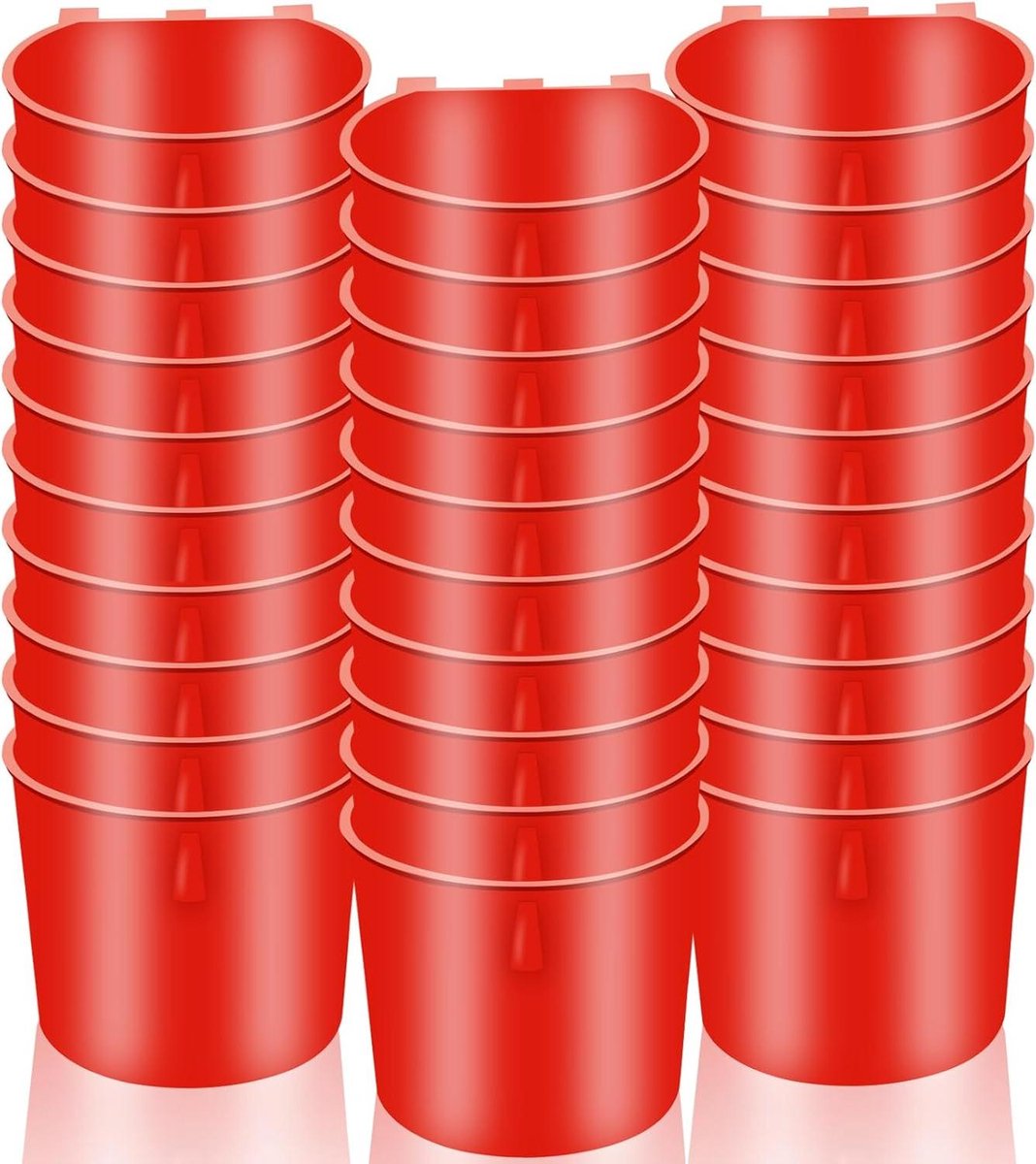 Kippen Voederbak - Drinkbak Voerbak - Dieren Voeren - Met Ophanghaken - 8.5 x 8.5 x 6 cm - Rood