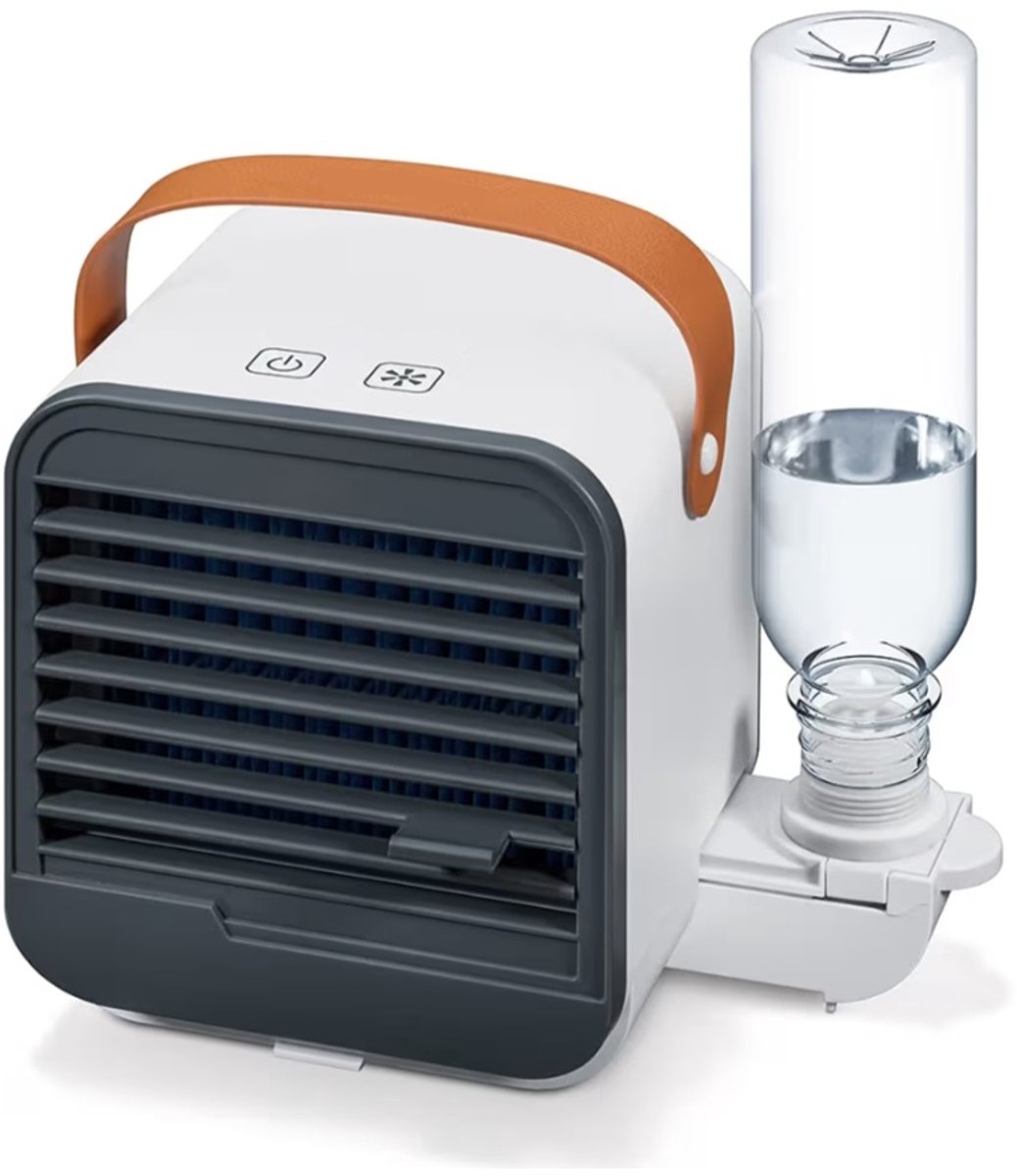 BIXc®- Tafelventilator, luchtkoeler, air cooler, handig, draagbaar en modern, 2-in-1 ventilator en luchtbevochtiger, ideaal voor op kantoor.