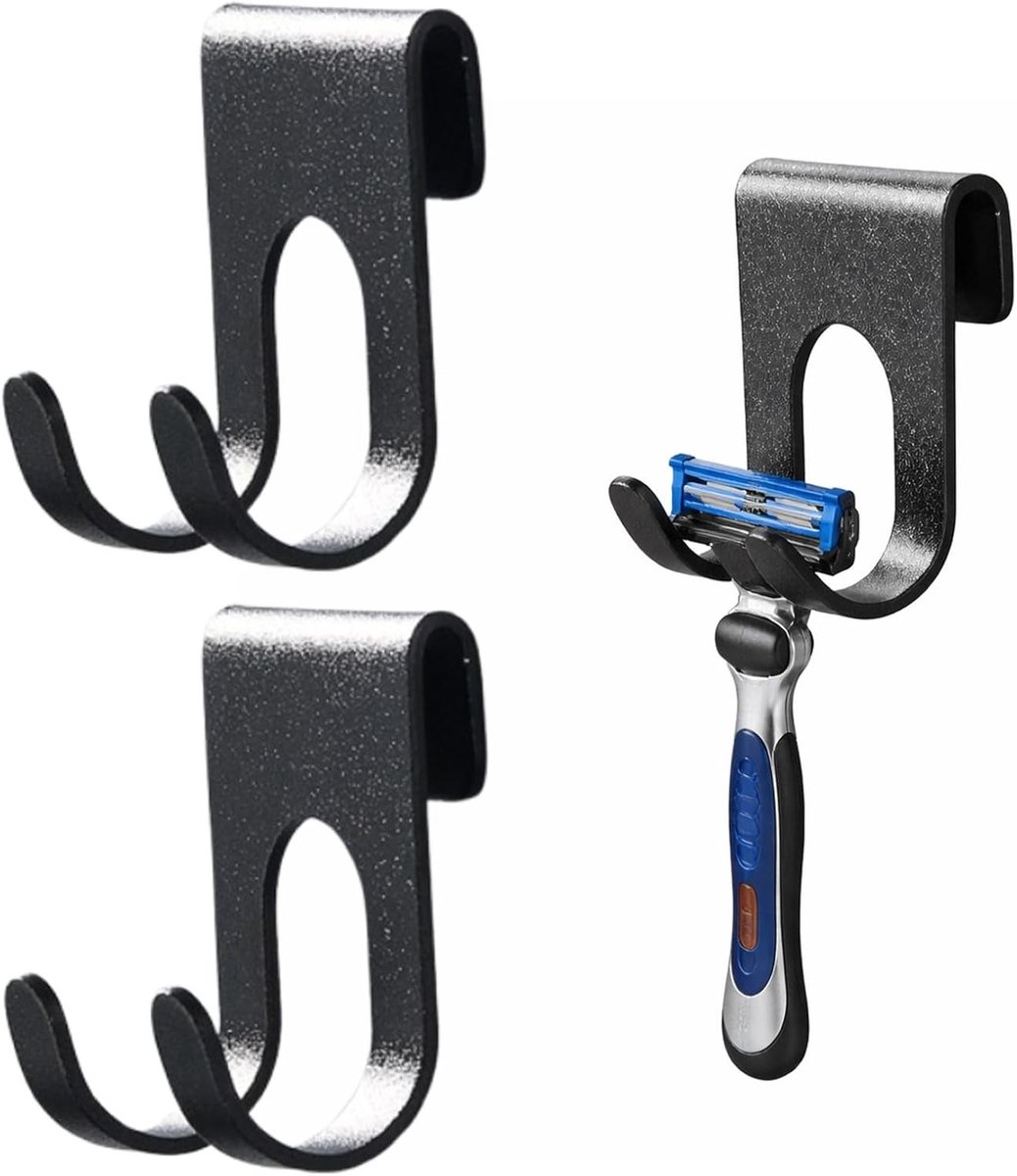 2 stuks scheerapparaathouders voor douche en badkamer, praktische organizer voor scheerapparaten en accessoires (zwart)