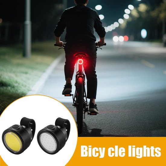 VHV - Fietsverlichting set - voorlamp en achterlicht voor fiets - Type-C oplaadbaar - waterdicht - voor nachtritten, stadsfiets, racefiets en mountainbike — afbeelding 2