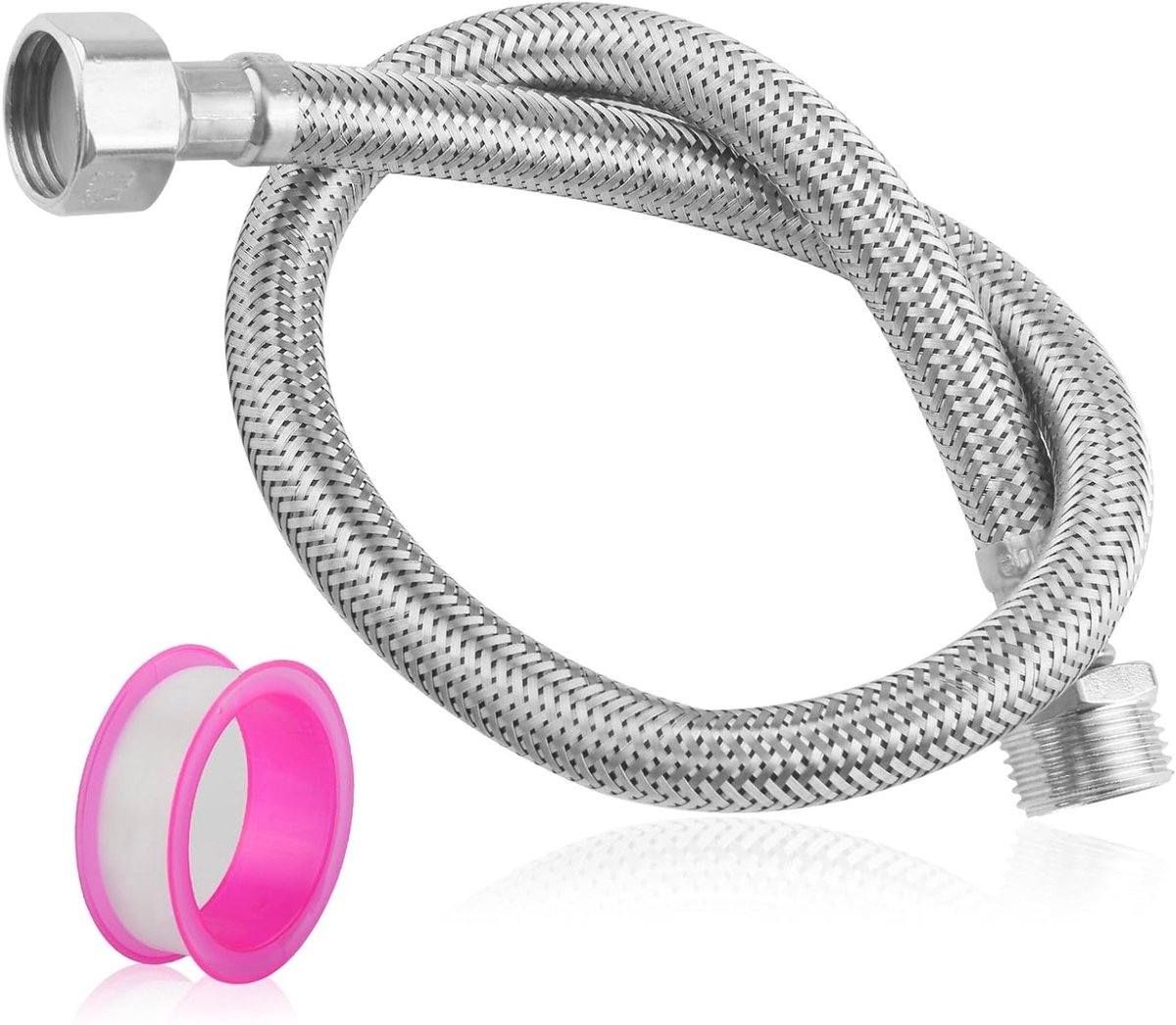 Flexibele Waterslang - Aansluitslang Kraan - Water Aansluiten - 304 Roestvrij Staal - 50 cm - Zilver