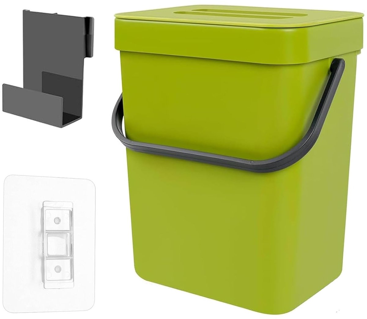 Kleine Organische Afvalemmer voor Keuken, Hangbare Compostbak met Deksel, Ideaal voor Badkamer, Kantoor en Kamperen