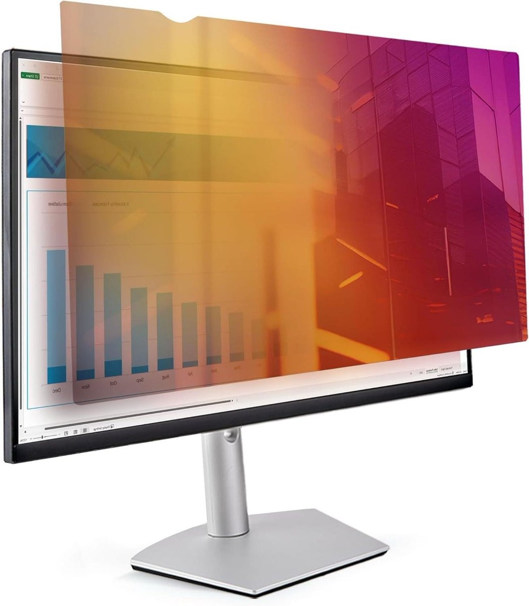 Monitor Privacy Filter - Schermbeveiliger Beeldscherm - Bescherming Vertrouwelijke Data - Omkeerbaar Goud en Zwart - 52.8 x 32.3 cm