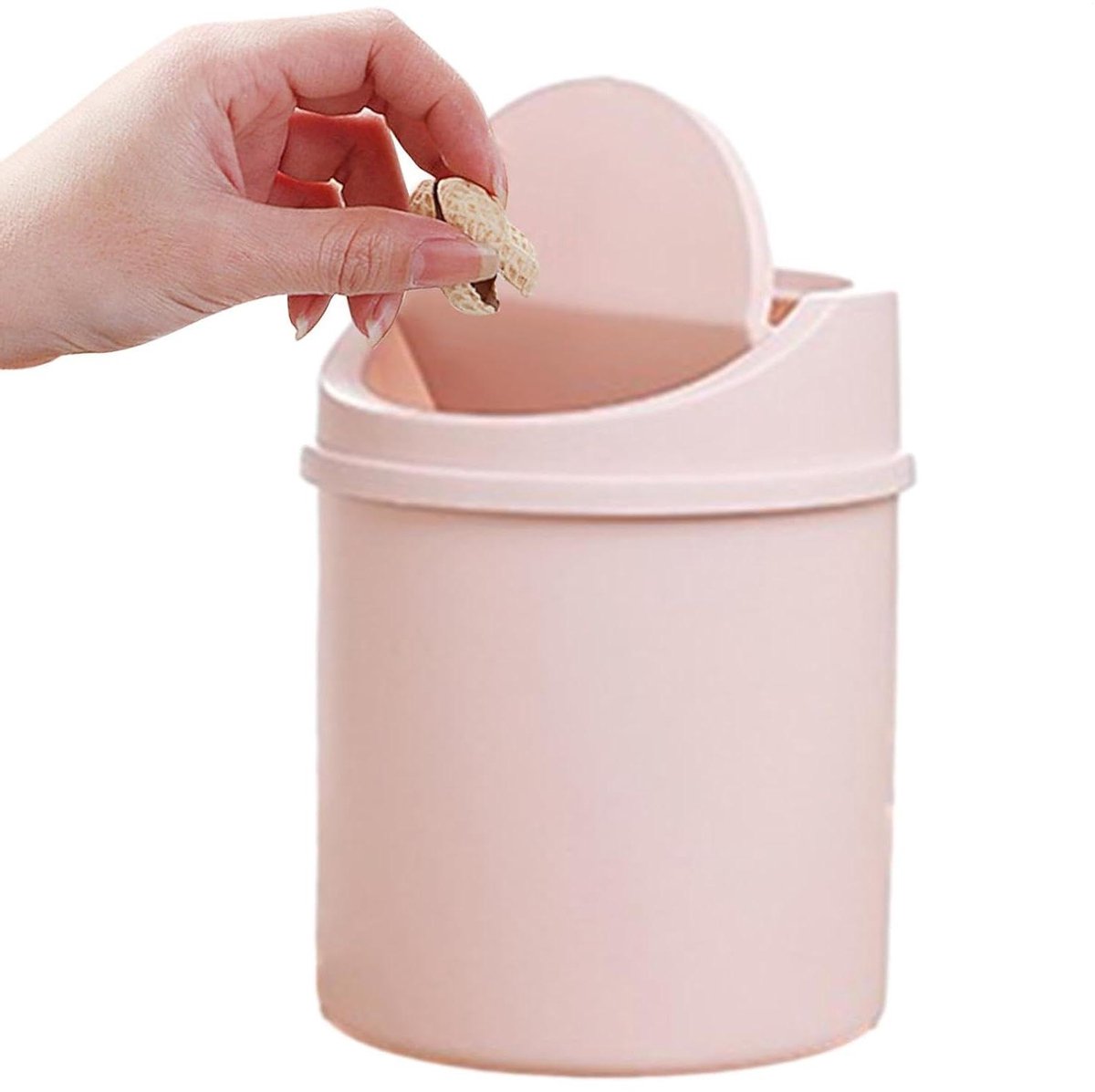 Mini Prullenbak - Bureau Afvalbak - Netjes Werken - Geurwerend Klapdeksel - 16.5 cm - Roze