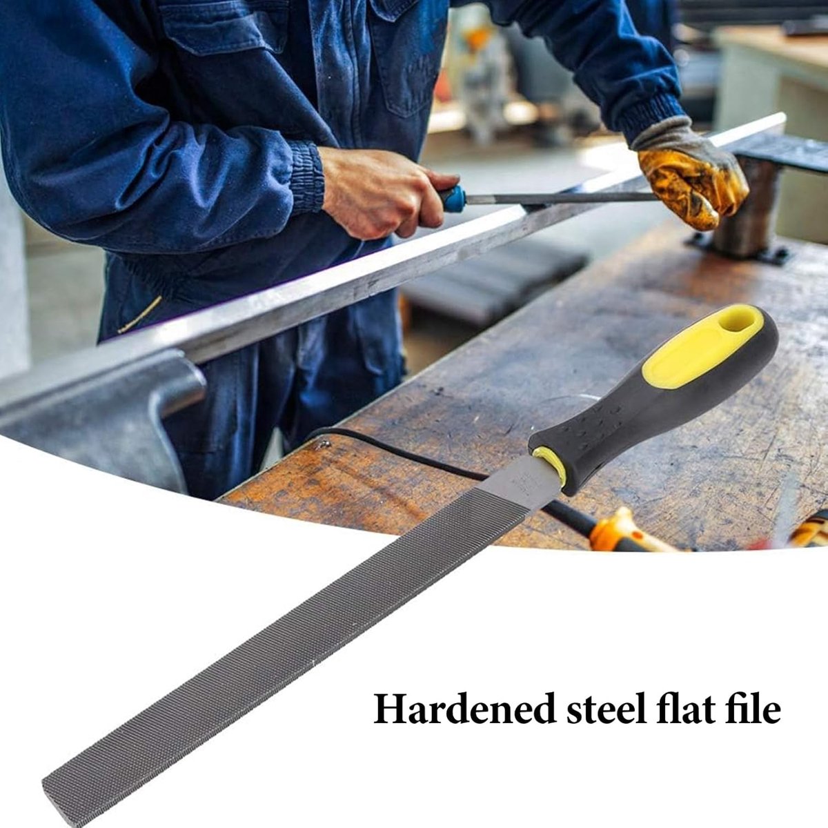 Stalen Bijlvijl - Metaalvijl Rechthoekig - Metaal Bewerken - Ergonomisch Antislip Handvat - 6/8/10 Inch - Veelkleurig