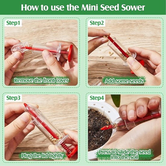 Mini Zaad Dispenser - Zaadplanter Zaadstrooier - Tuinieren Zaden Zaaien - Handzaam Ontwerp - 10 cm - Rood van MINI — afbeelding 2