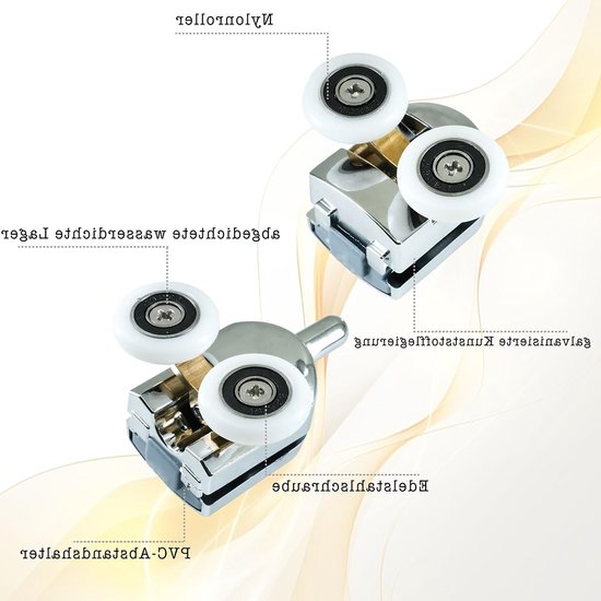 4 stuks 23 mm douchedeurwieltjes - reserveonderdelen - 2 bovenste en 2 onderste wielen voor douchedeuren - douchecabines en glazen deuren (4-6 mm) - verstelbare wieltjes voor gebogen en rechte toepassingen van Merkloos	 — afbeelding 2