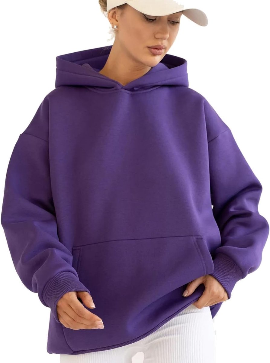 Comfortabele dameshoodie met lange mouwen, capuchon en zakken - losse pullover voor lente en herfst mode, casual stijl en trendy ontwerp