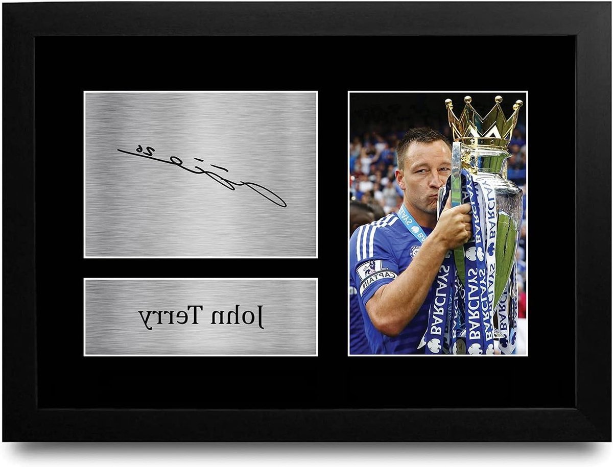 Voetbal Poster - Sport Memorabilia - Woondecoratie - Gedrukte Handtekening - A4 Ingelijst - Zwart Kader