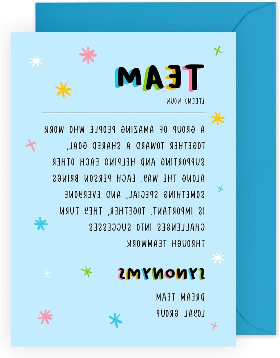 Team Kaart - Collega Cadeau - Teamwork Vieren - Met Stickers - 120x170mm - Blauw