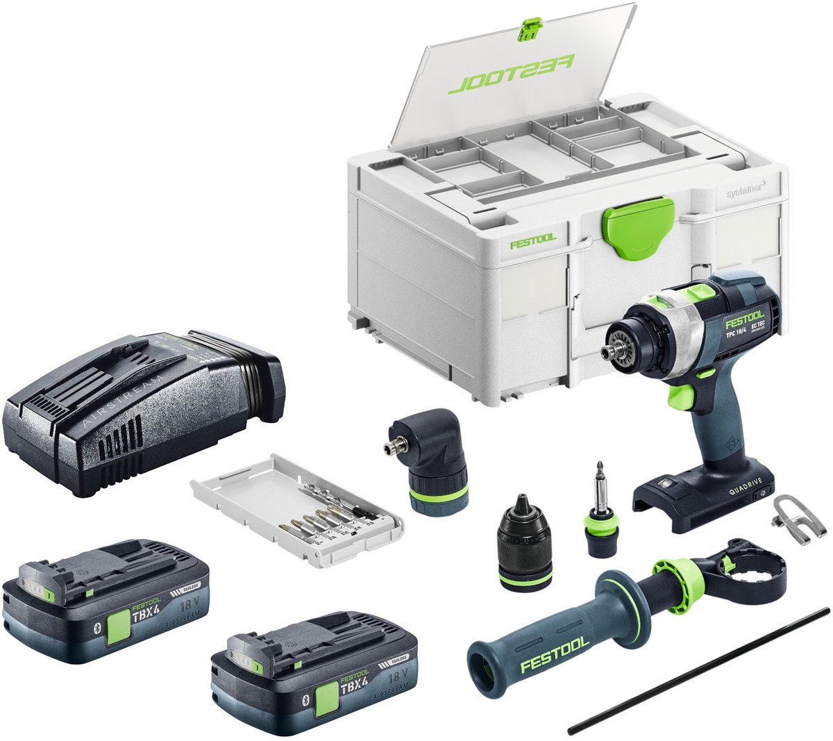 Festool TPC 18/4-Basic-Set accu-slagboormachine 18 V 75 Nm borstelloos + 2x accu 4,0 Ah + snellader + Systainer