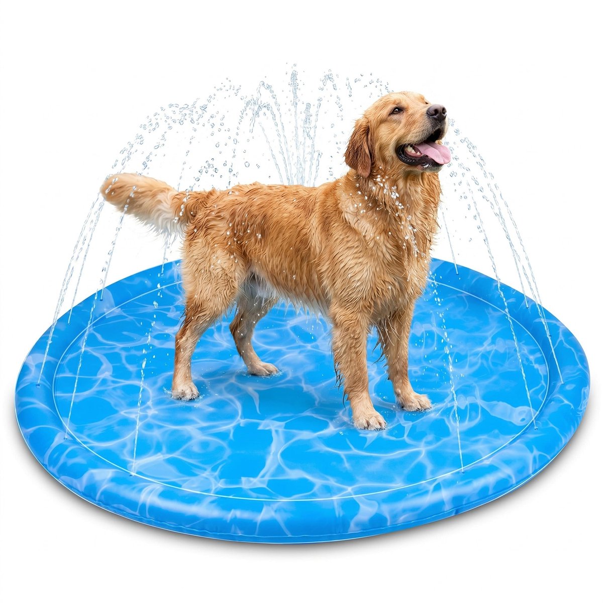 Lomera Hondenzwembad - Waterspeelmat voor Honden met Sproeier - Watersprinkler - Verkoeling Hond - Honden Badje - Hondenspeelgoed - Hondendouche - Sproeimat - Hondenmat - Antislip - Voor Tuin - Waterspeelgoed