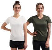 Rogelli Promo Dames 2 pack Sportshirt - Korte mouw - Wit/Groen