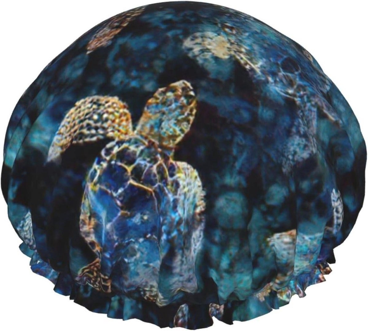 Douchemuts Zeeschildpad - Badmuts Gevoerd - Haar Droog Houden - Dubbellaags Waterdicht - Universele Pasvorm - Print