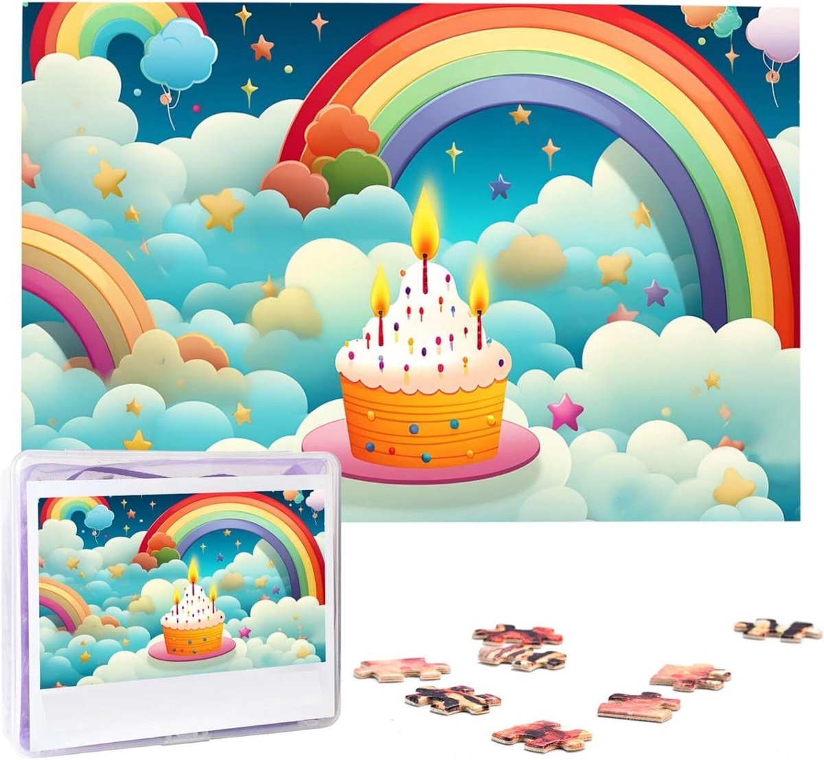 Houten Puzzel - Legpuzzel Volwassenen - Ontspanning en Decoratie - Hoge Kwaliteit Hout - 75 x 50 cm - Regenboog