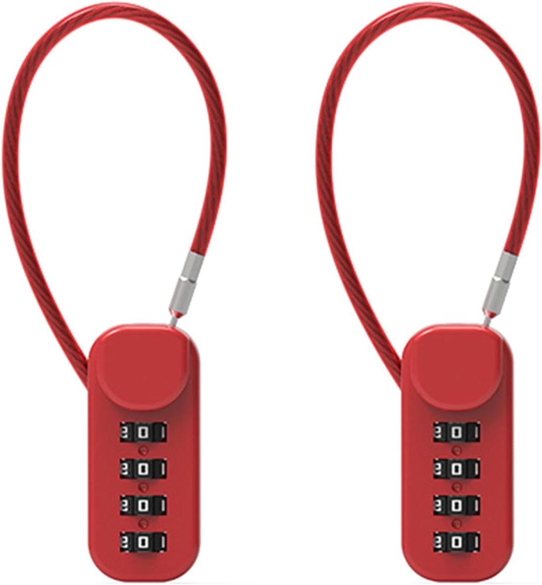 Combinatie Kabelslot - Cijferslot Bagage - Veilige Opslag - 4 Cijfers Wachtwoord - 45 x 2 x 1 cm - Rood