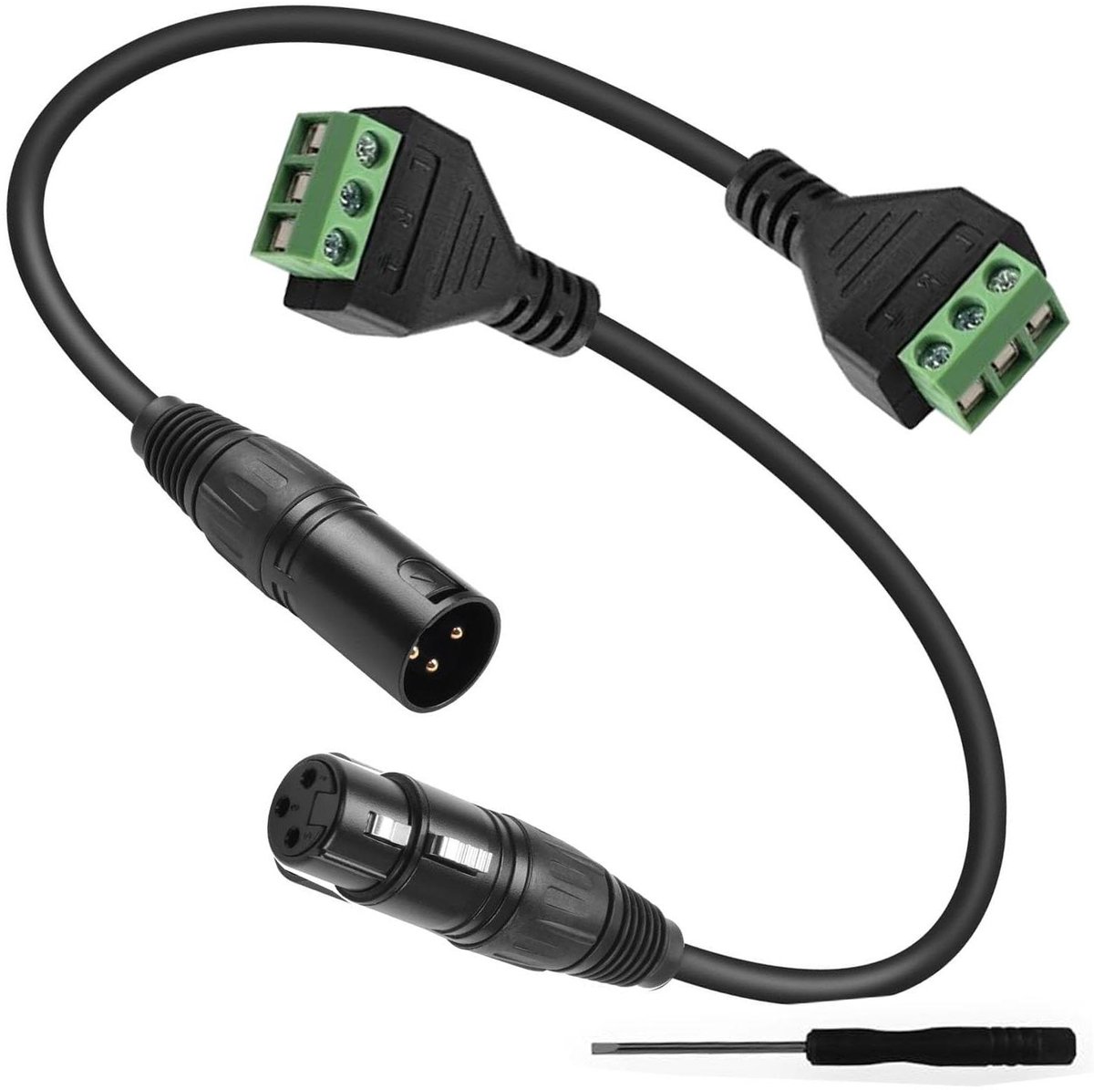 XLR Connectoren - Microfoon Kabel - Audio Aansluiten - Schroefklem - 30 cm - Zwart