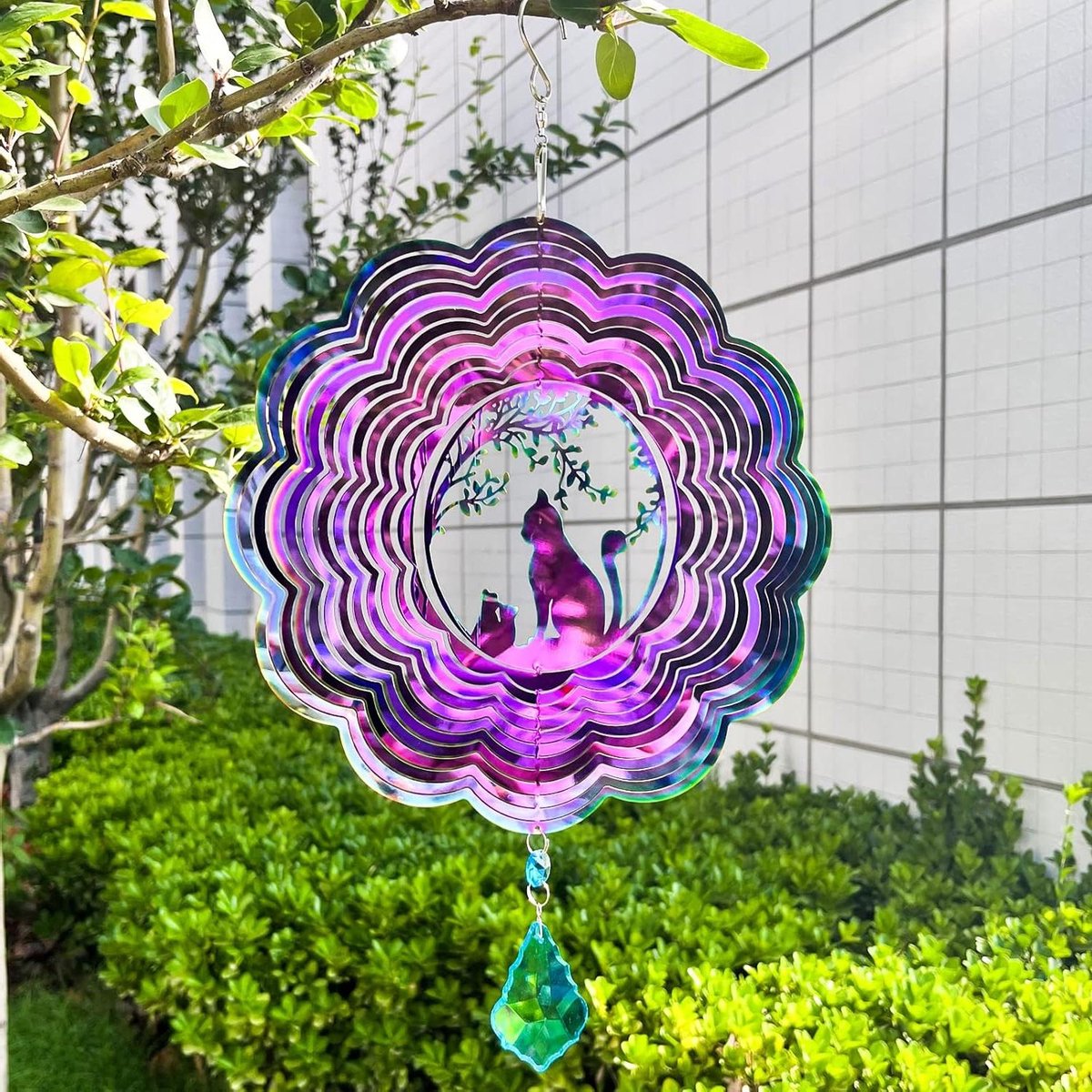 Windspinner Kat - Tuindecoratie Buiten - Tuin Verfraaien - 3D Effect - 25.4 x 30.5 cm - Multicolor
