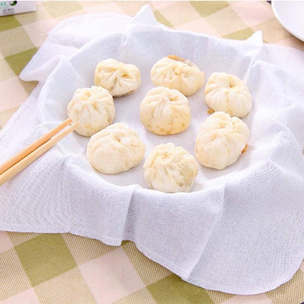 Stoomboot Doek - Gestoomde Dumplings - Koken en Bakken - Ademend Katoen - 6 Stuks 32cm - Wit