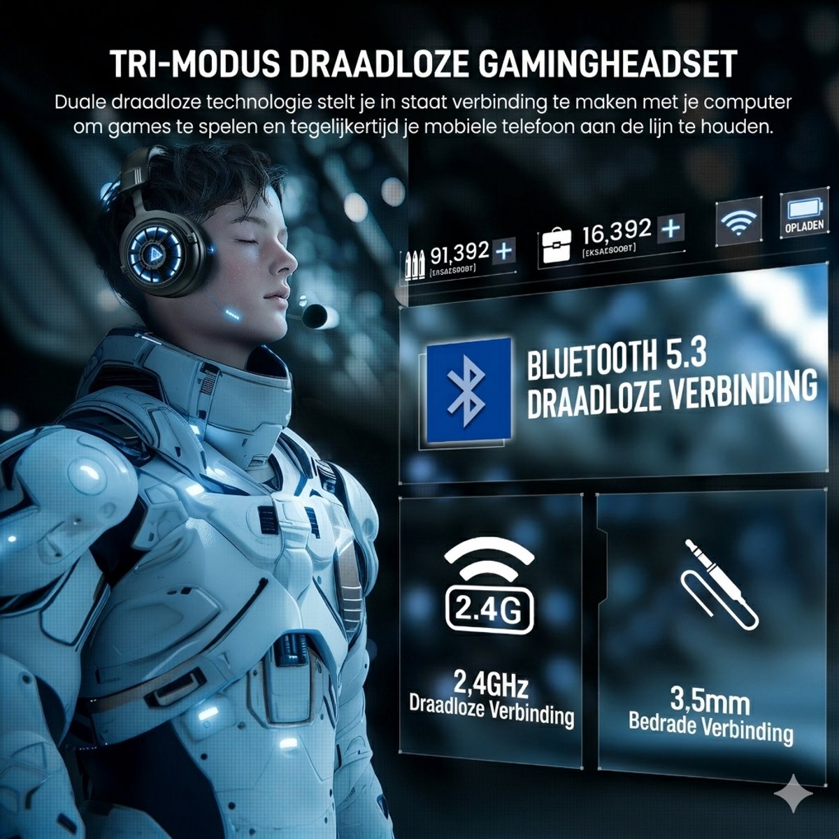 Gaming Headset Draadloos 7.1 Surround Sound – PS5 PC Xbox Switch - Met Microfoon – 100u Batterij – EKSA StarEngine Pro thumbnail 6