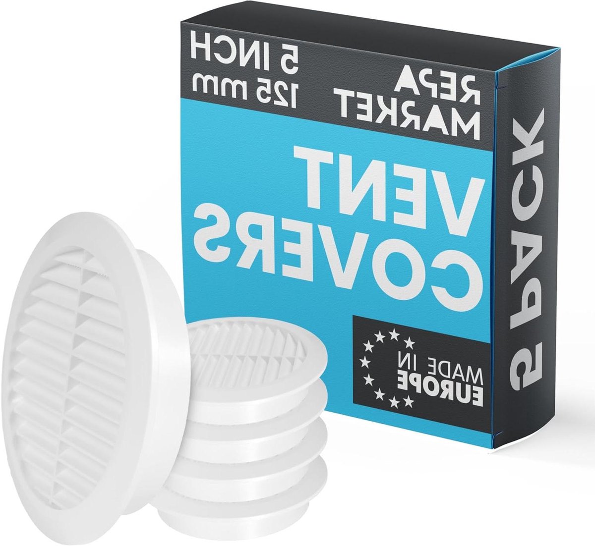 Ventilatieroosters - Luchtgaten - Luchtcirculatie Verbeteren - Met Insectengaas - 5 Pack 125mm - Wit