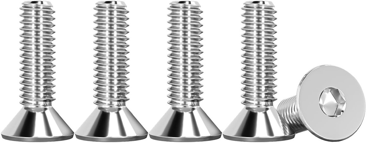 Pack van 50 RVS M4 X 16 mm verzonken schroeven met inbus, DIN 7991, volledige draad, roestvrij staal