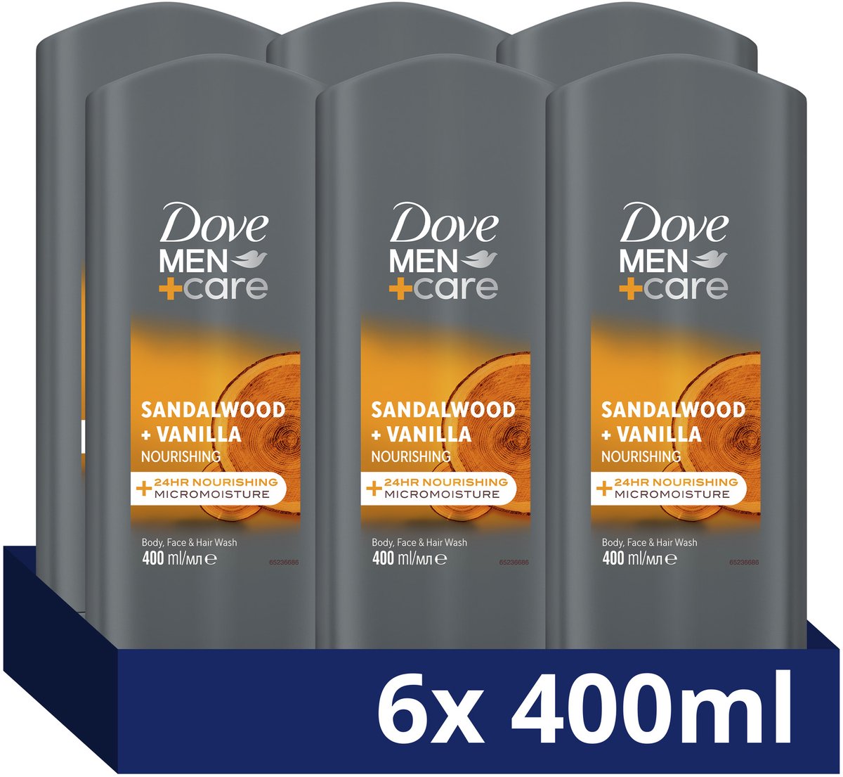 Bol.com Dove Men+Care 3-in-1 Douchegel - Sandalwood + Vanilla - reinigt mild en verzorgt de huid 24 uur lang met MicroMoisture t... aanbieding