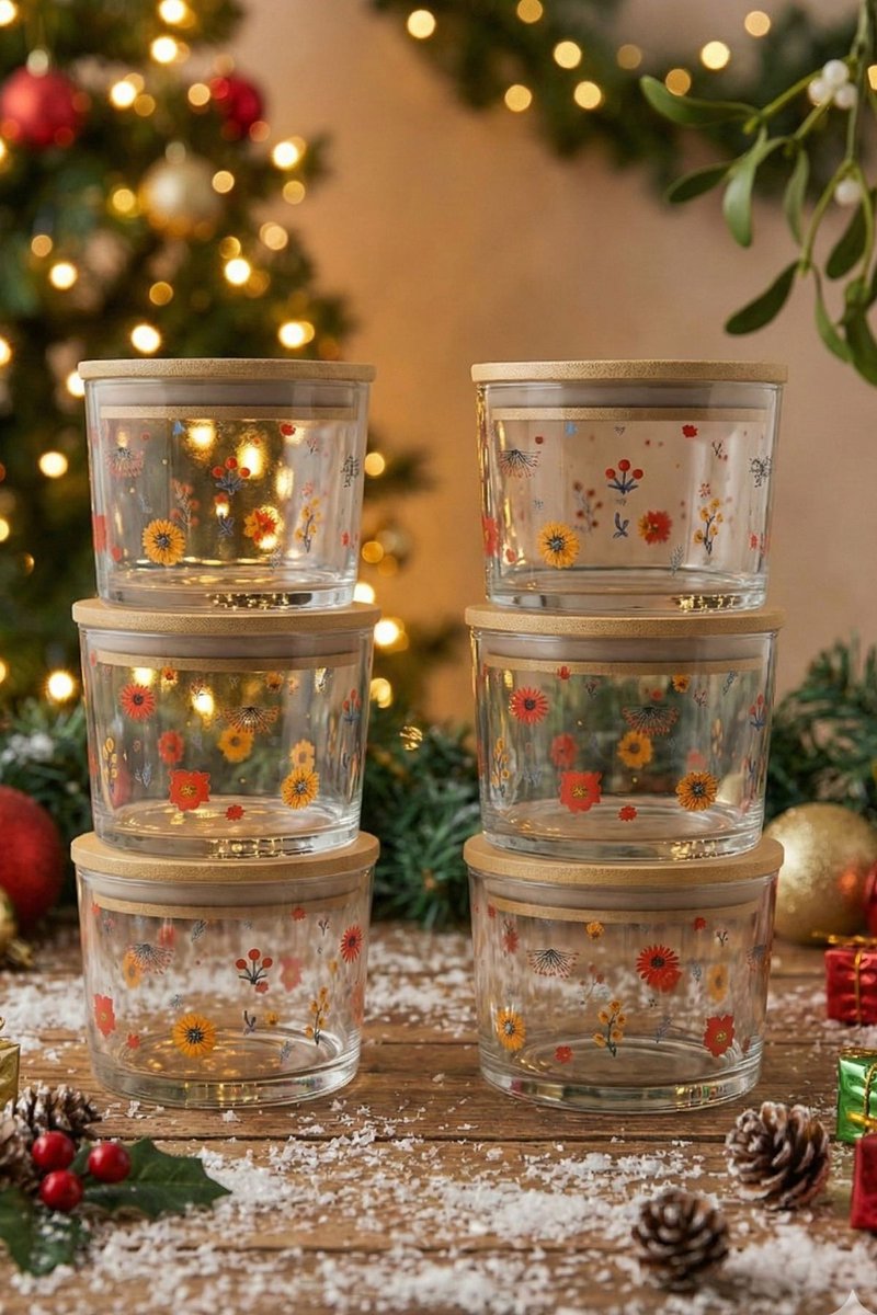 Asir - Opbergdozenset (12 stuks) - Transparant - 100% GLAS - 17 x 15 x 6 cm