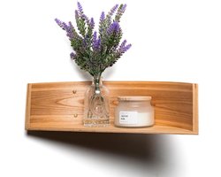 EWART WOODS Floating Wall Shelf, Wooden Semicircle, Small Candle Rack, Walnut Racks with Gold Screws, Storage Mounted Display (Wenge)