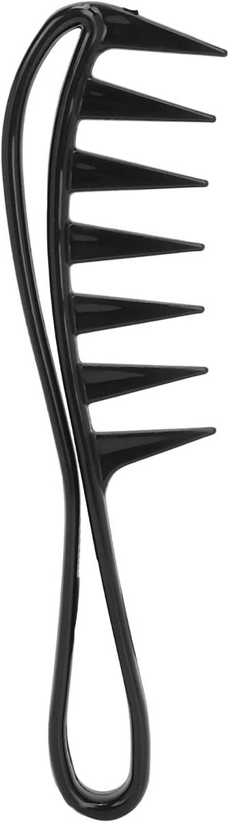 Brede Tandkam - Krulkam Ontklitter - Haar Stylen - Grote Tanden - 19 x 6 cm - Zwart